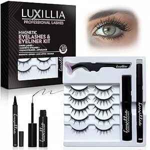 8-Piece Clear & Black Magnetic Eyelashes With Applicator & Magnetic Eyeliner Kit